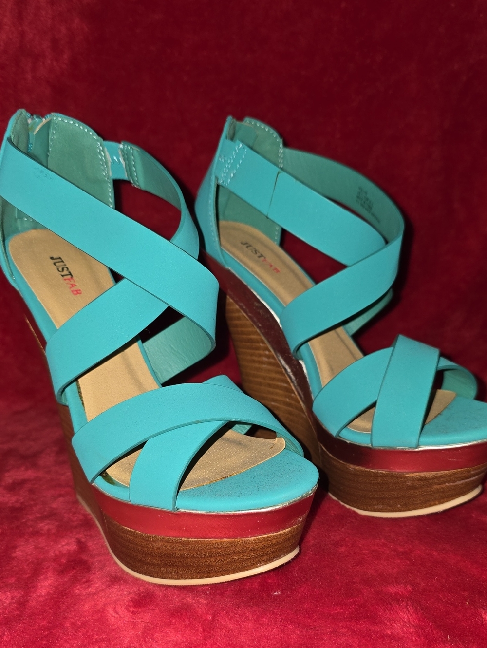 JustFab Turquoise Strappy Wedge Sandals